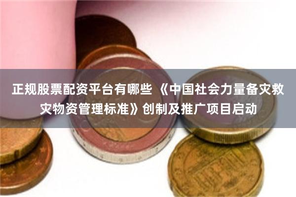 正规股票配资平台有哪些 《中国社会力量备灾救灾物资管理标准》创制及推广项目启动