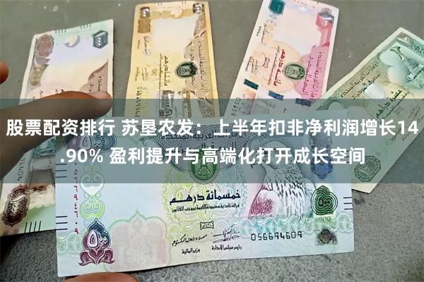 股票配资排行 苏垦农发：上半年扣非净利润增长14.90% 盈利提升与高端化打开成长空间