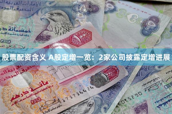 股票配资含义 A股定增一览：2家公司披露定增进展
