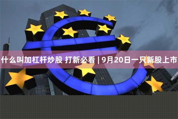 什么叫加杠杆炒股 打新必看 | 9月20日一只新股上市