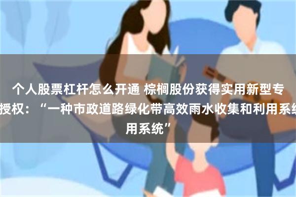 个人股票杠杆怎么开通 棕榈股份获得实用新型专利授权：“一种市政道路绿化带高效雨水收集和利用系统”