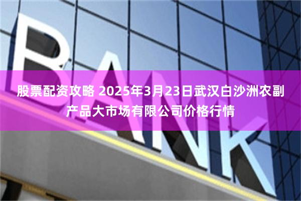 股票配资攻略 2025年3月23日武汉白沙洲农副产品大市场有限公司价格行情