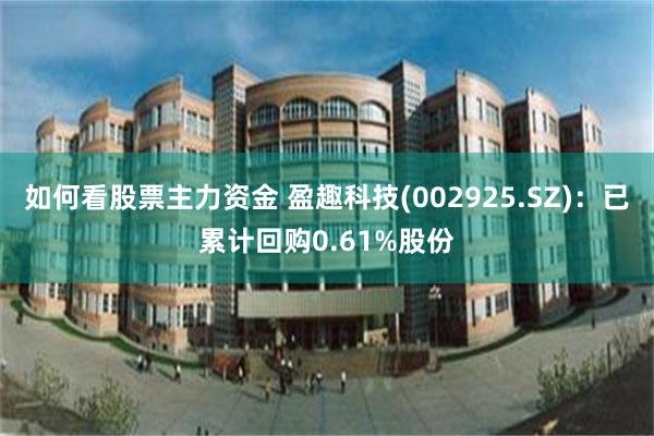 如何看股票主力资金 盈趣科技(002925.SZ)：已累计回购0.61%股份