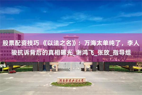 股票配资技巧 《以法之名》：万海太单纯了，李人骏抗诉背后的真相曝光_谢鸿飞_张放_指导组